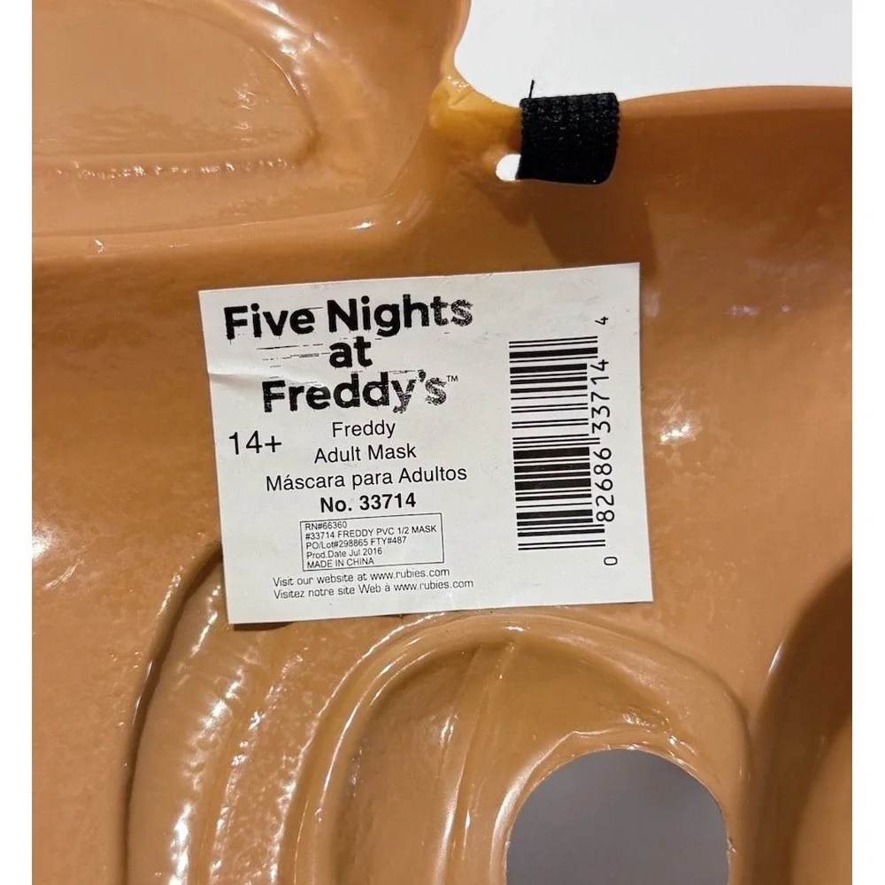 NEW Five Nights At Freddy's Freddy Adult Plastic 1/2 Mask 2016 Rubies Cosplay